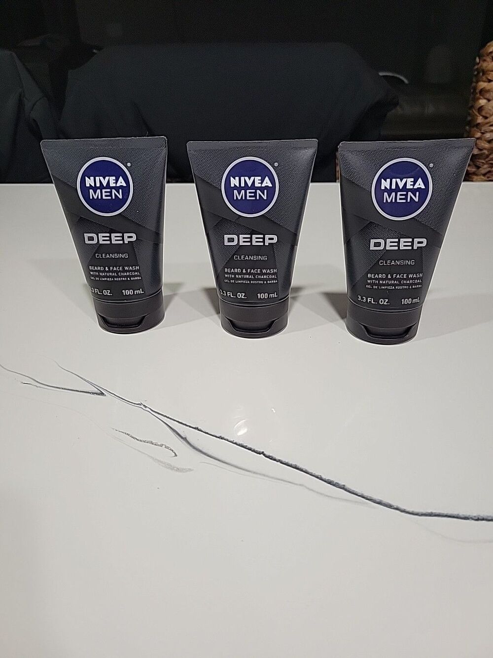 NEW Nivea Men Deep Cleansing Beard And Face Wash 3.3 Ounce X 3 Packs